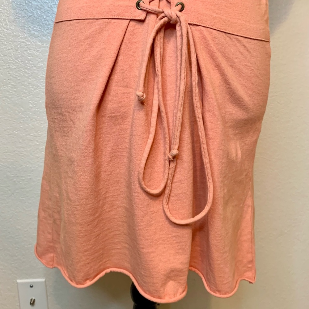 BP Nordstrom Corset Lace Up Tee Shirt Dress Orange Size Small - Picture 6 of 13